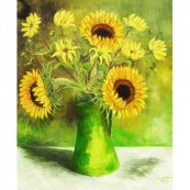 Sunflower in Green Jug Thumbnail