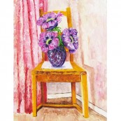 Pine Chair with Flowers Thumbnail